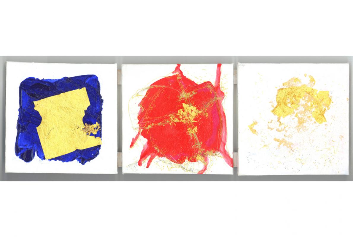 Dreieinigkeit, Acryl auf Leinwand, 3x 15 x 15 cm, Februar 2010 - Albrecht K. Scherer  