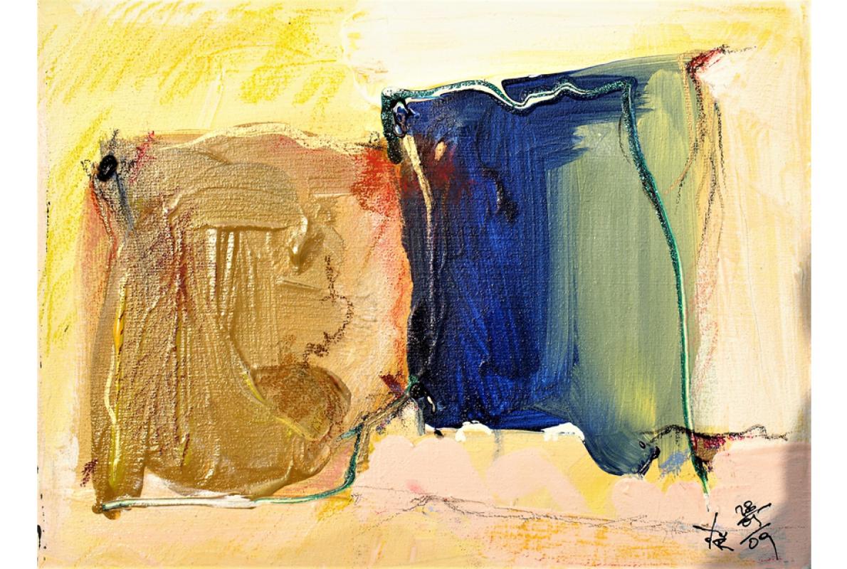 Zweierseitig, Acryl auf Leinwand,18 x 24 cm, Mai 2009, Albrecht K. Scherer 