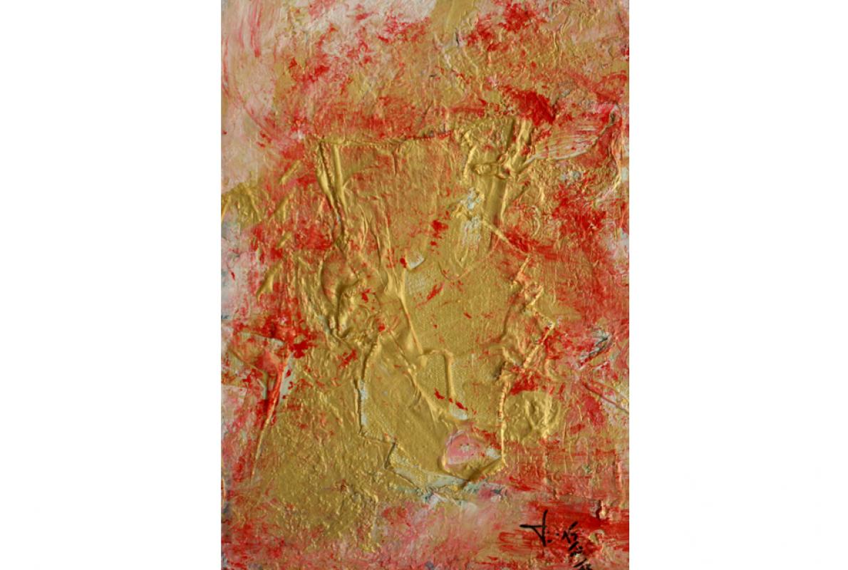 Goldkalk, Acryl auf Pappe, 10 x 18 cm, Oktober 2013, Privatbesitz, Albrecht K. Scherer