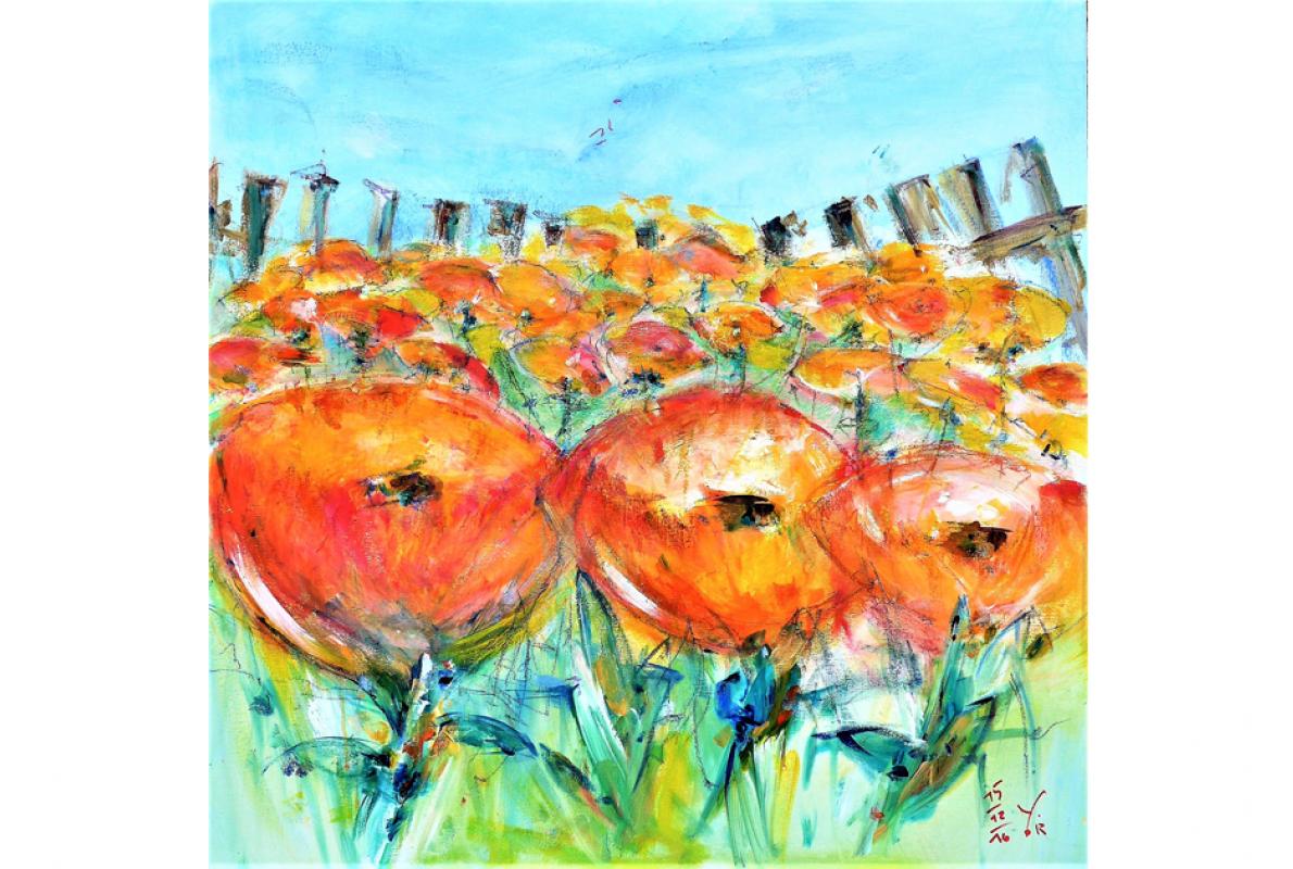Jan's Garten, 90 x 90 cm, Acryl auf Leinwand, Privatbesitz, Albrecht Scherer 