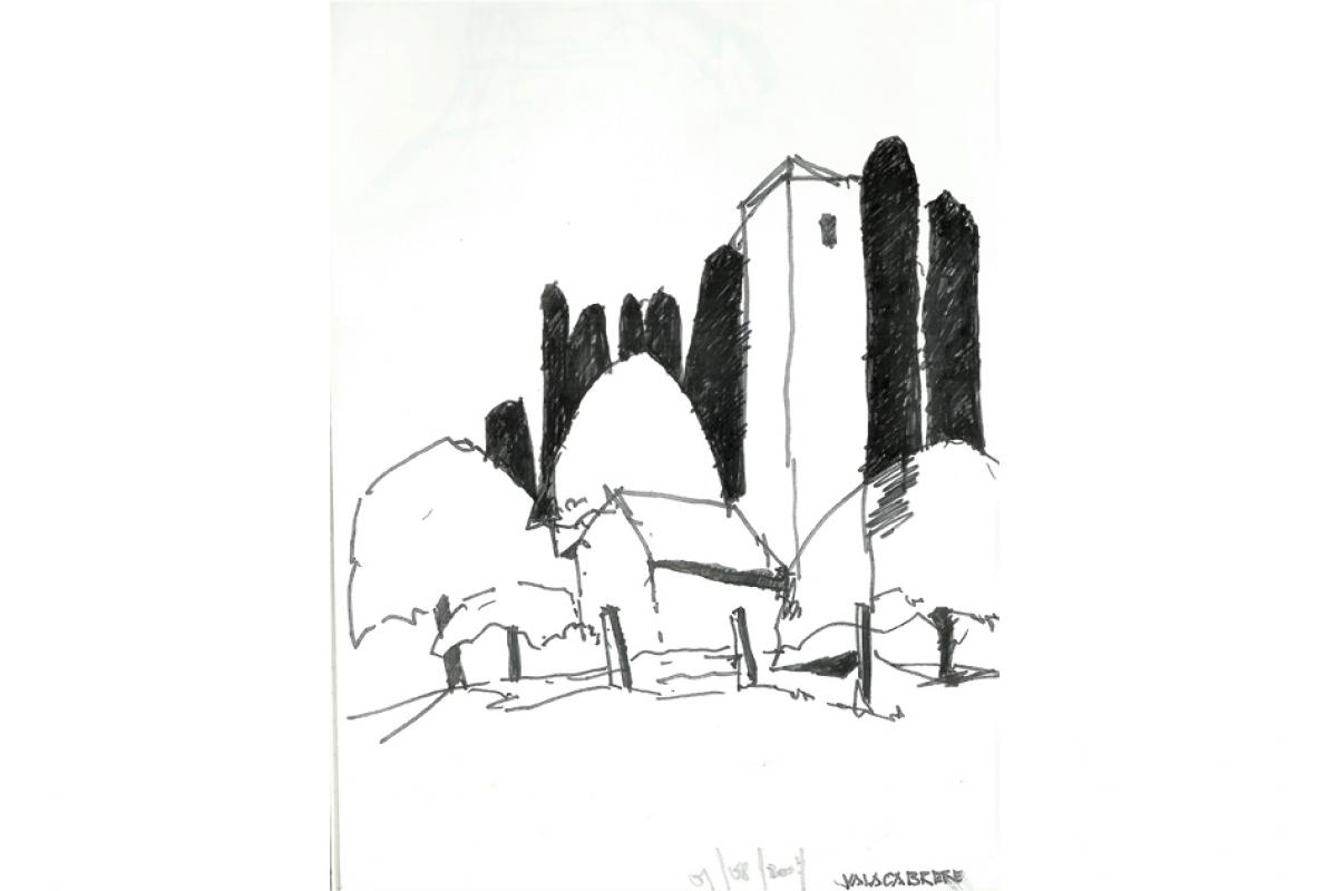 Valacabrère in den Pyrenäen, Filzstift auf Papier, 32 x 23 cm, August 2001 - Albrecht K. 