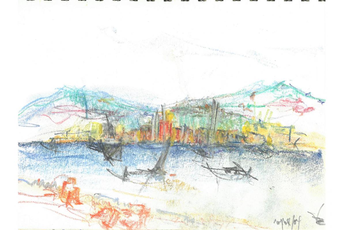 Bucht von St. Tropez, Pastell auf Papier, 24 x 17 cm, August 2004 