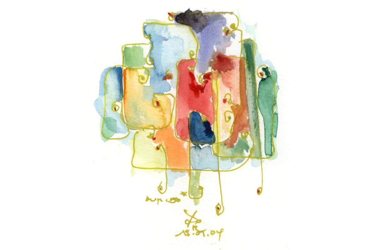 Gratulation, Aquarell auf Papier, 15 x 17 cm, Mai 2004 - Albrecht K. Scherer